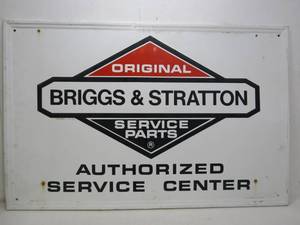 lot 129 image: Vintage BRIGGS & STRATTON Embossed Metal Service Center Sign