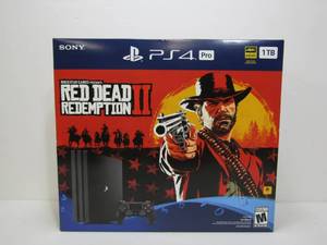 lot 143 image: Working Sony PS4 Pro 1TB Video Game System - Complete in Box - Red Dead Redemption II Edition