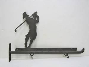 lot 146 image: Unused Iron Golf Theme Mailbox Name Holder Bracket