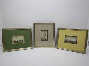lot 24 image: 3 Vintage George R. Bullitt Hand Made Toy Soldier Diorama Scene Wall Hangings