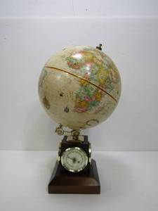 lot 28 image: Vintage REPLOGLE Classic World Globe wBarometer Base