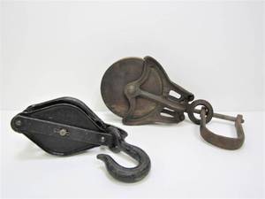 lot 30 image: 2 Antique Industrial Pulleys