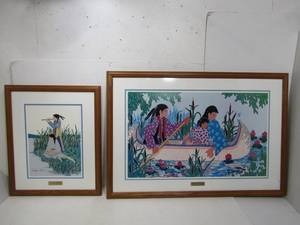 lot 328 image: 2 Signed & Numbered Native American Artist VIRGINIA STROUD Framed Prints