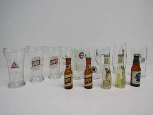 lot 337 image: Group of Vintage Beer Advertising Glass Mini Bottles etc