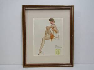 lot 344 image: VARGA Versus by Phil Stack 1944 May Pin Up Girl Calender Print