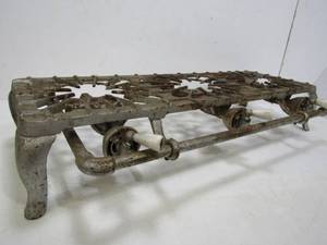 lot 236 image: Antique Cast Iron GRISWOLD Triple Burner Camp Grill Stove