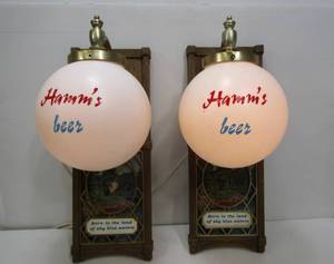 lot 237 image: Vintage HAMMS BEER Advertising Bar Light Sconces