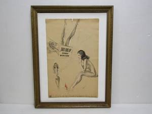 lot 266 image: Vintage E. MACPHERSON 1943 May Sketch Pad Pin-Up Girl