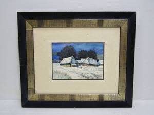 lot 267 image: Original Small Oil Painting Village Scene
