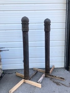 lot 6 image: Large Original Antique NATIONAL Cast Iron Pillar Hitching Posts