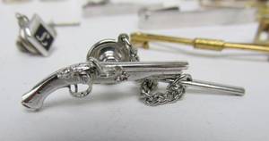 lot 308 image: Group of Vintage Mens Cufflinks Tie Clips etc.