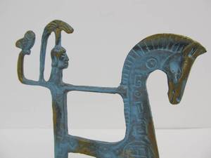lot 228 image: Vintage Mid Century Brass Roman Chariot & Soldier Sculpture
