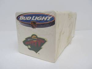 lot 274 image: Set of 100 Sealed MN WILD Bud Light Beer Coasters from Inaugural Season