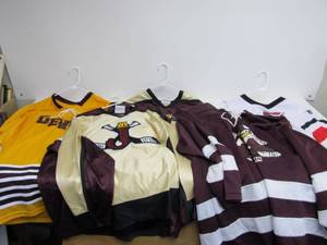 lot 296 image: Lot of 5 JOHNSON Highschool Hockey Jerseys