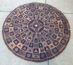 lot 348 image: Vintage Genuine Leather & Snakeskin Round Rug