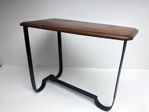 lot 349 image: Vintage Iron Base Wood Top Side Table