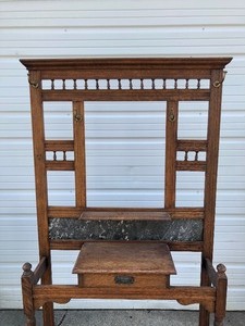 lot 358 image: Antique Oak Double Wide Hall Tree