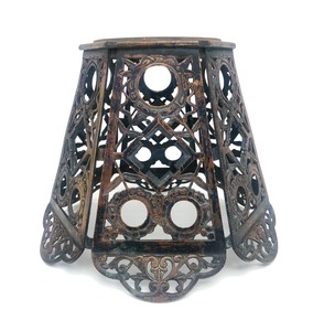 lot 81 image: Orig Antique 1880s Era BrassBronze Pierced Table Lamp Shade