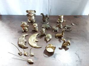 Collection Of Brass Teddy Bears & Animals