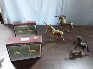 Collection Of Brass Unicorns & Deer