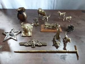 Collection Of Brass Loot Bag, Cows, Horses, Dogs, Misc.