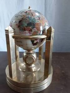 Swivel Brass Globe With Alabaster Inlay, 3-Quartz Clocks, 1-Thermometer