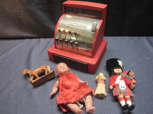 Vintage Cash Register & Dolls