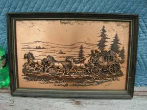 lot 62 image: Vintage John Louw Stagecoach Copper Art