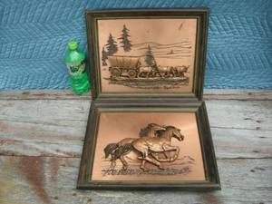 lot 64 image: 2 Vintage John Louw Western Themed Copper Art