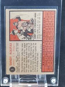 lot 2 image: 1962 Topps Baseball Sandy Koufax Card #5
