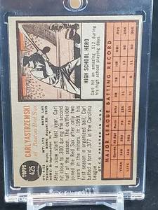 lot 8 image: 1962 Topps Baseball Carl Yastrzemski Card #425