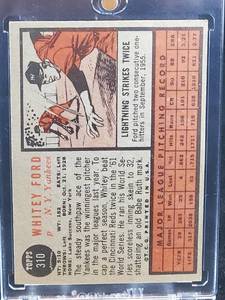 lot 23 image: 1962 Topps Baseball Whitey Ford Card #310