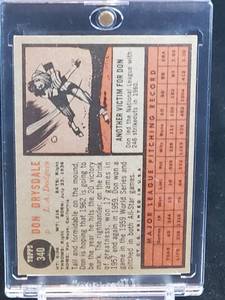 lot 25 image: 1962 Topps Baseball Don Drysdale Card #340