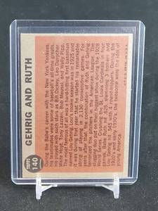 lot 39 image: 1962 Topps Baseball Lou Gehrig  Babe Ruth Card #140