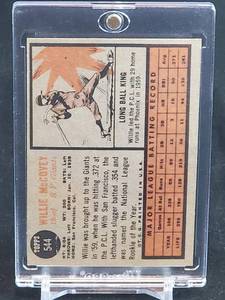 lot 48 image: 1962 Topps Baseball Willie McCovey Card #544   SHORT PRINT