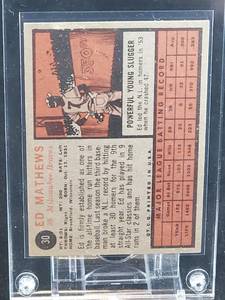 lot 54 image: 1962 Topps Baseball Eddie Mathews Card #30