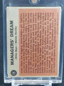 lot 59 image: 1962 Topps Baseball Mickey Mantle  Willie Mays Card #18