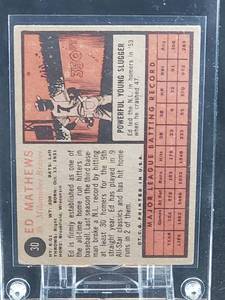 lot 66 image: 1962 Topps Baseball Eddie Mathews Card #30