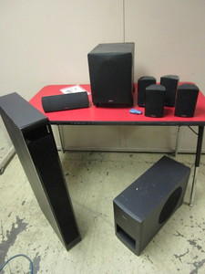 lot 716 image: DEFINITIVE TECHNOLOGY HOME THEATER SPEAKERS, WITH PRO-SUB 600 SUBWOOFER, KAMRON AUDIO SPEAKERS