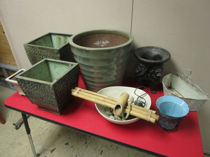 lot 745 image: BAMBOO FOUNTAIN, DECORATIVE PLANT POTS