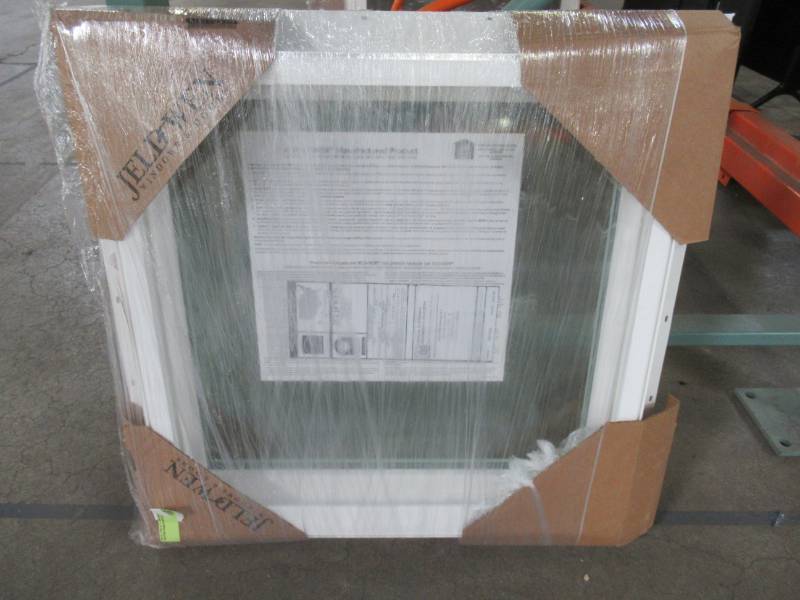lot 620 image: Jeld-wen Small White Vinyl Picture Window, Fin Install, Approximate Dimensions 23 58 X 22 14 X 1 12