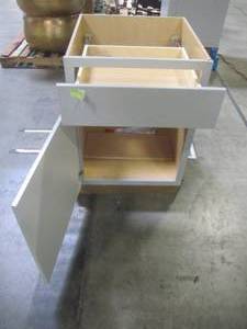 lot 200 image: Hampton Bay Shaker Assembled 24x34.5x24 in. Base Kitchen Cabinet with Ball-Bearing Drawer Glides in Dove Gray KB24-SDV