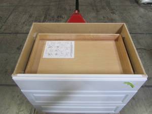 lot 207 image: Hampton Bay Assembled 36x34.5x24 in. Pots and Pans Drawer Base Kitchen Cabinet in Satin White KDB36-SW