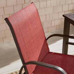 lot 251 image: Hampton Bay Mix and Match Brown Steel Sling Outdoor Patio Dining Chair in Chili Red (2-Pack) FCS00015Y-2PKCH