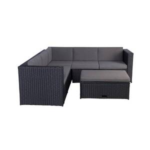 lot 307 image: Westin Outdoor New Port 4-Piece Sectional Wicker Patio Conversation Set with Storage Ottoman with Gray Cushions P152-01