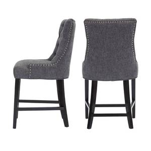 lot 330 image: StyleWell Bakerford Ebony Wood Upholstered Counter Stool with Back and Charcoal Seat (Set of 2) (21.85 in. W x 40.55 in. H) Nutton - C EC
