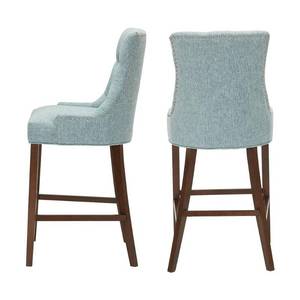 lot 331 image: StyleWell Bakerford Walnut Finish Upholstered Bar Stool with Back and Aloe Green Seat (Set of 2) (21.85 in. W x 46.85 in. H) Nutton - H WA