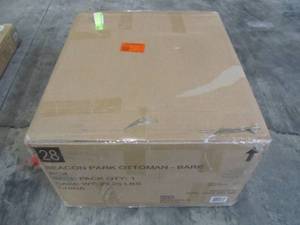 lot 262 image: Hampton Bay Beacon Park Brown Wicker Outdoor Patio Ottoman with CushionGuard Bare Cushion H017-01411400