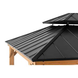 lot 103 image: Sunjoy Archwood 12 ft. x 10 ft. Cedar Frame Gazebo with Double Tier Steel Roof Hardtop A102007500