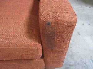 lot 118 image: Handy Living Regina Orange Tweed Scooped Arm SoFast Sofa RGN-SX-RDF30